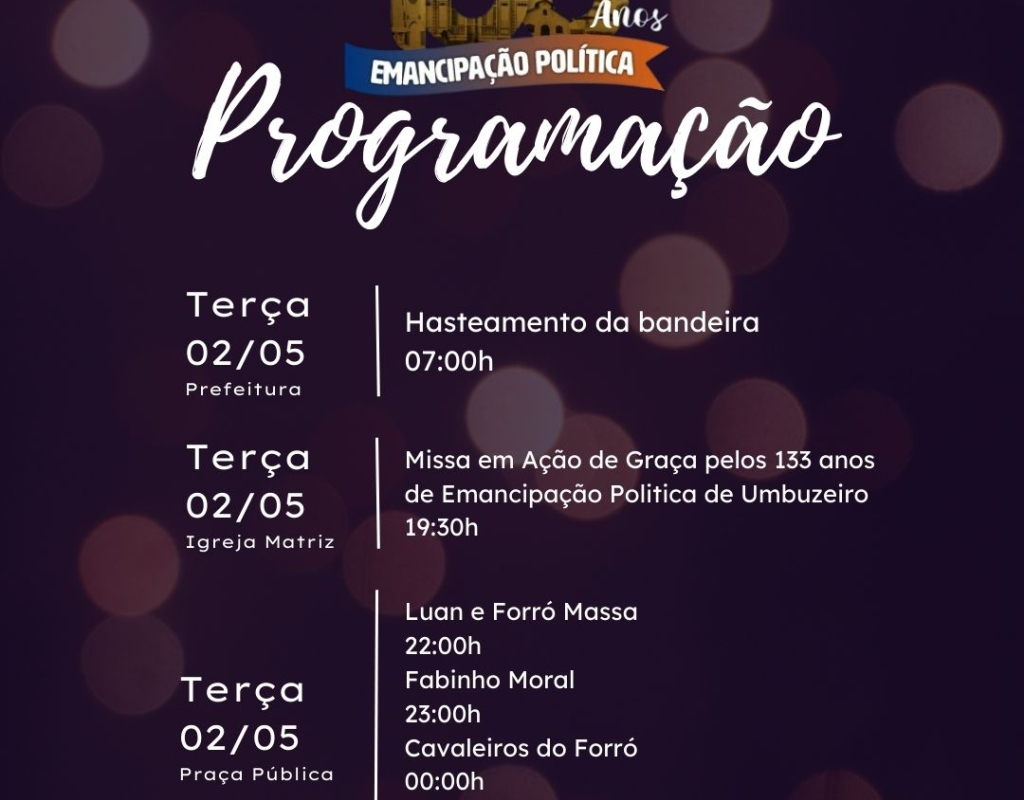 Programação da Festa de Emancipação Política 2023