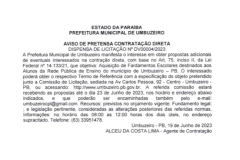 AVISO DE DISPENSA DE LICITAÇÃO Nº DV00004/2023 - Aquisição de Fardamentos Escolares destinados aos Alunos da Rede Pública de Ensino do município