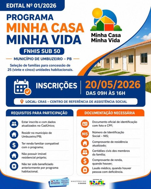 Inscrição – Programa Minha Casa Minha Vida | FNHIS SUB 50