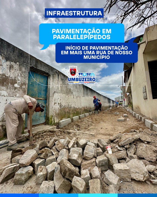 Começamos a pavimentação em paralelepípedos de mais uma rua do nosso município 🏘. Mais qualidade de vida, segurança e valorização para todos que vivem aqui!💙