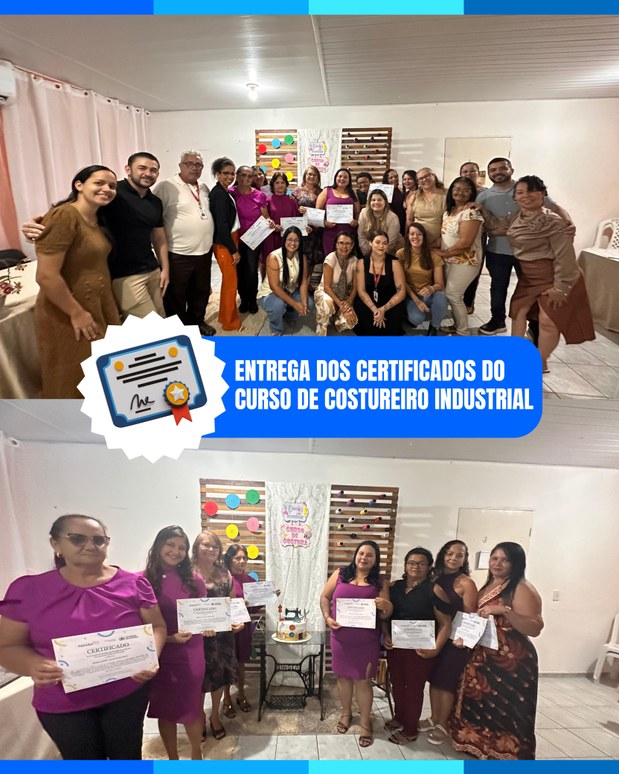 Nesta quinta-feira 11/09/2025 tivemos a entrega dos certificados do Curso de Costureiro Industrial