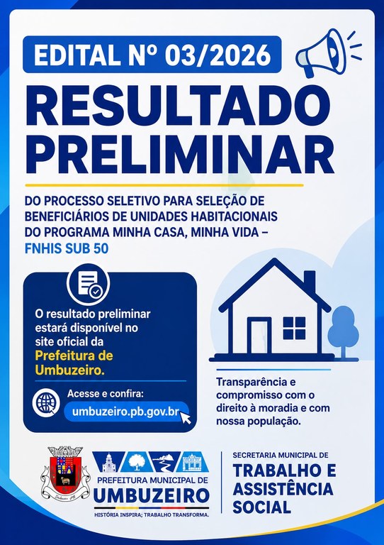 EDITAL Nº 03/2026 - FNHIS Sub 50